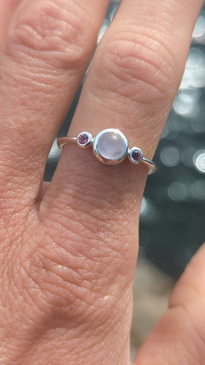 Pink Sea Glass Silver Ring – Handmade in Cornwall, Alternative Engagement
