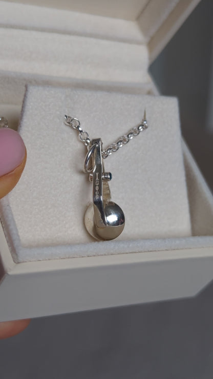 Spinning Moon Necklace – Sterling Silver & Blue Topaz - As Seen on ITV’s Playing Nice