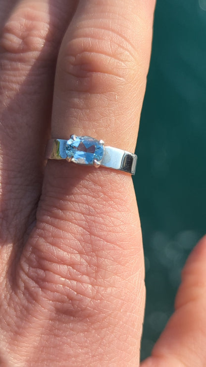 Sterling Silver Ring with Sky Blue Topaz
