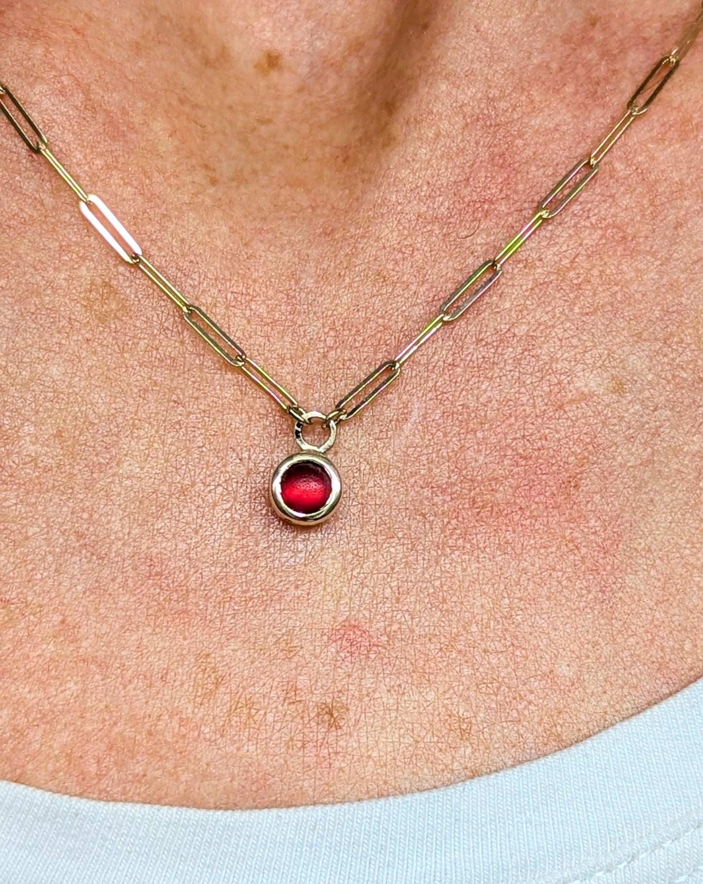 Red Sea Glass Necklace in Solid 9ct Gold – Handmade in CornwallNecklacesBooblinka Jewellery