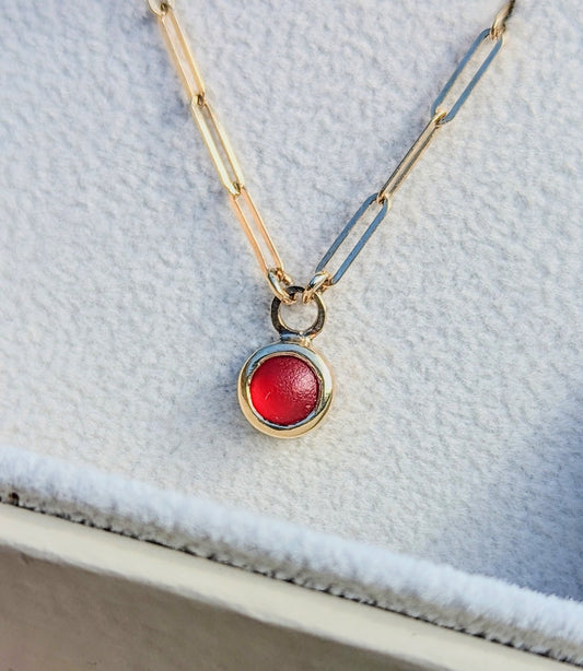Red Sea Glass Necklace in Solid 9ct Gold – Handmade in CornwallNecklacesBooblinka Jewellery