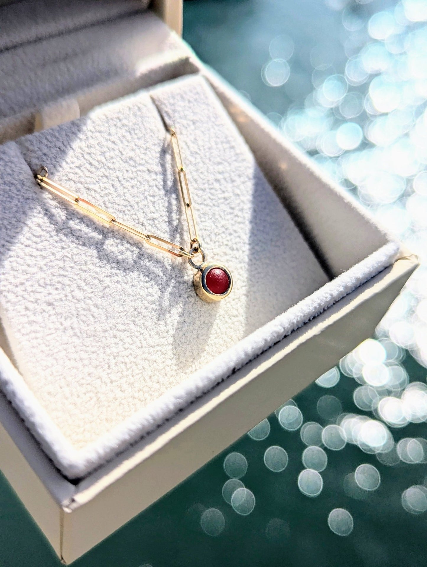 Red Sea Glass Necklace in Solid 9ct Gold – Handmade in CornwallNecklacesBooblinka Jewellery