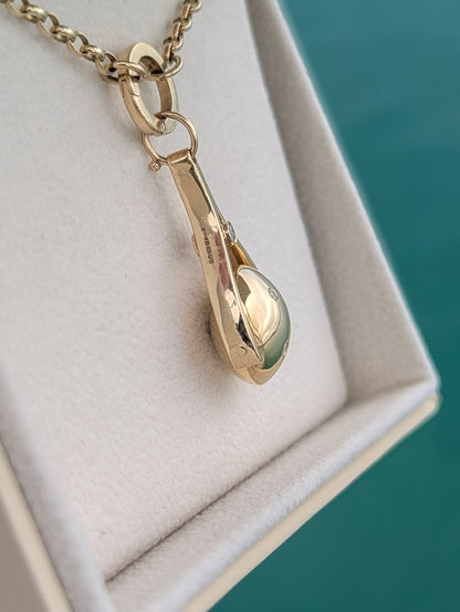 9ct Gold Spinning Necklace with Diamonds & Solid Gold Charm Holder – Handcrafted in Cornwall