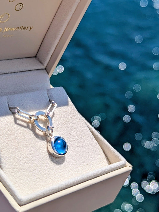 Silver Charm Bracelet with Topaz – Adjustable Paperclip ChainBraceletBooblinka Jewellery