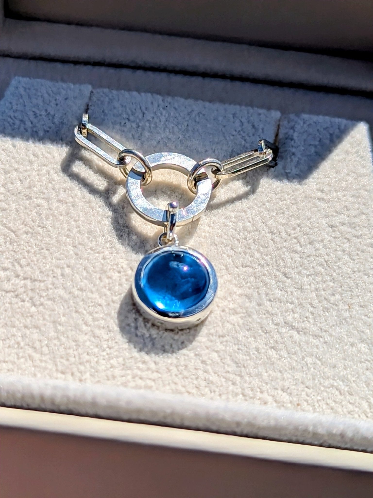Silver Charm Bracelet with Topaz – Adjustable Paperclip ChainBraceletBooblinka Jewellery