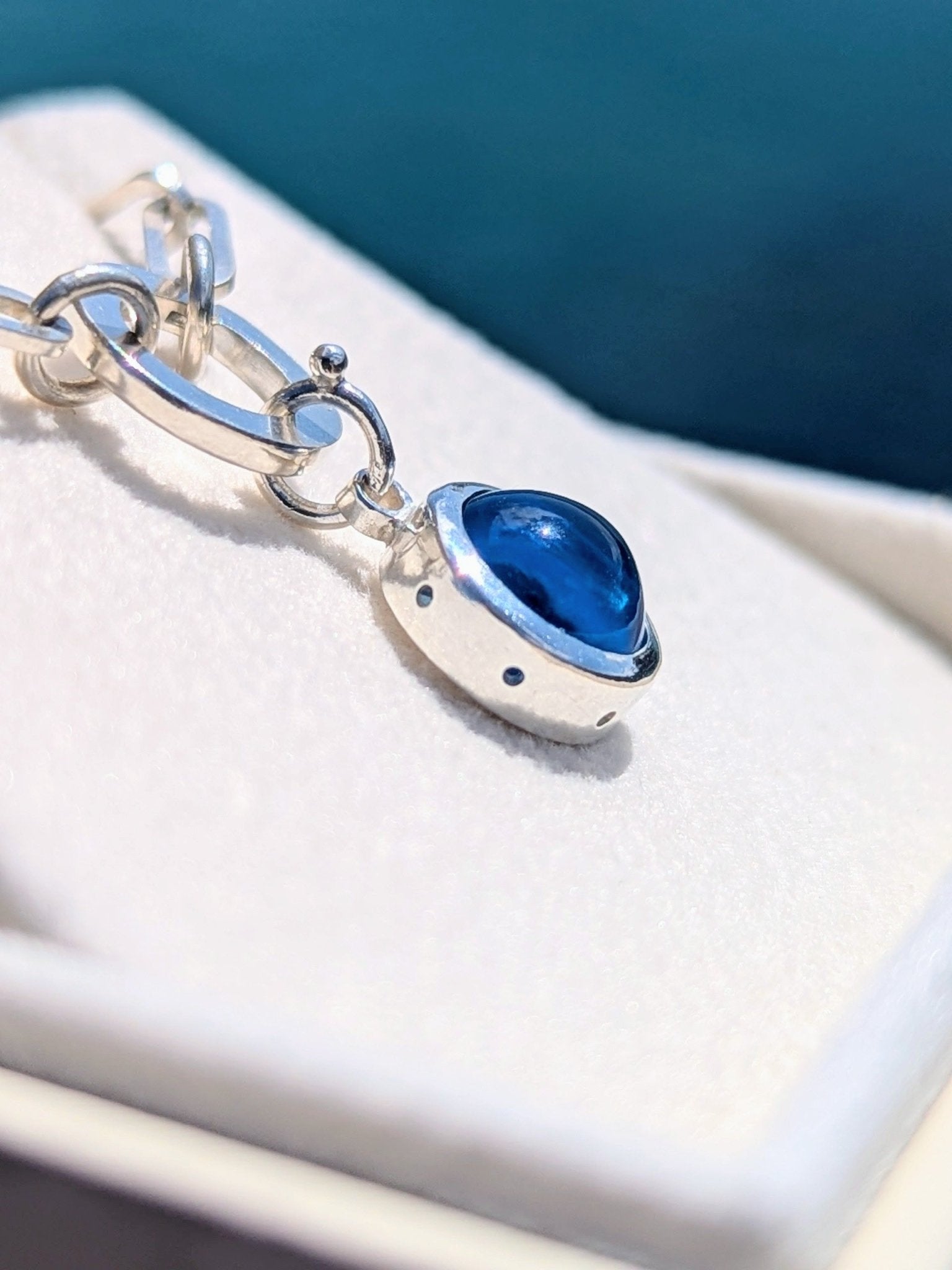 Silver Charm Bracelet with Topaz – Adjustable Paperclip ChainBraceletBooblinka Jewellery