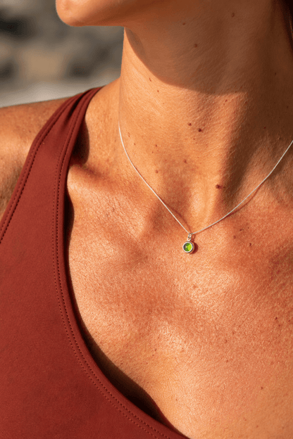 Silver Delicate Necklace with Green Sea GlassNecklacesBooblinka Jewellery