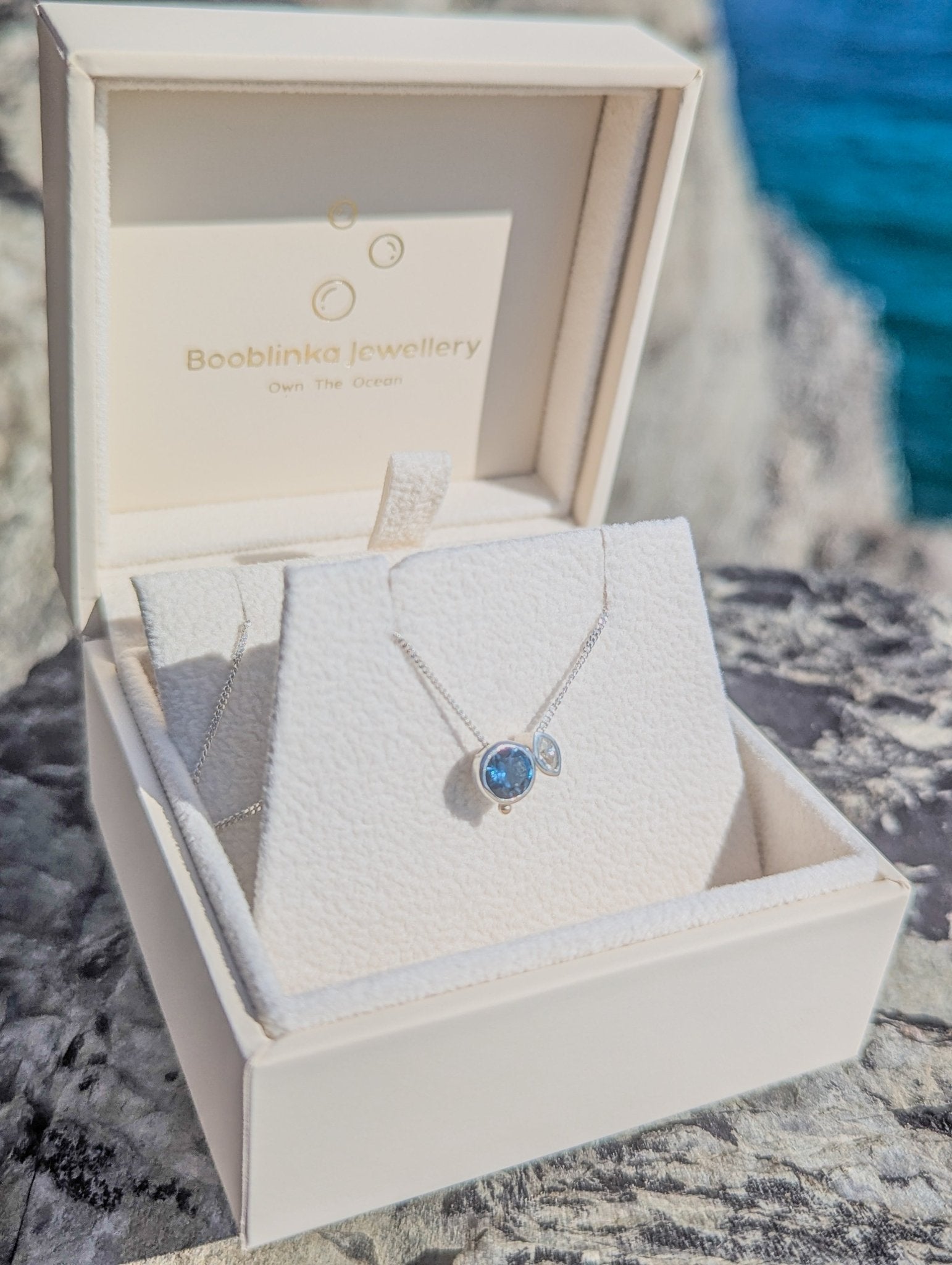 Silver Necklace with London Blue Topaz & White Zircon - Ocean CollectionNecklacesBooblinka Jewellery