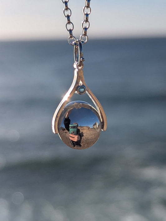 Silver Spinning Pendant Necklace with Sky Blue TopazNecklacesBooblinka Jewellery