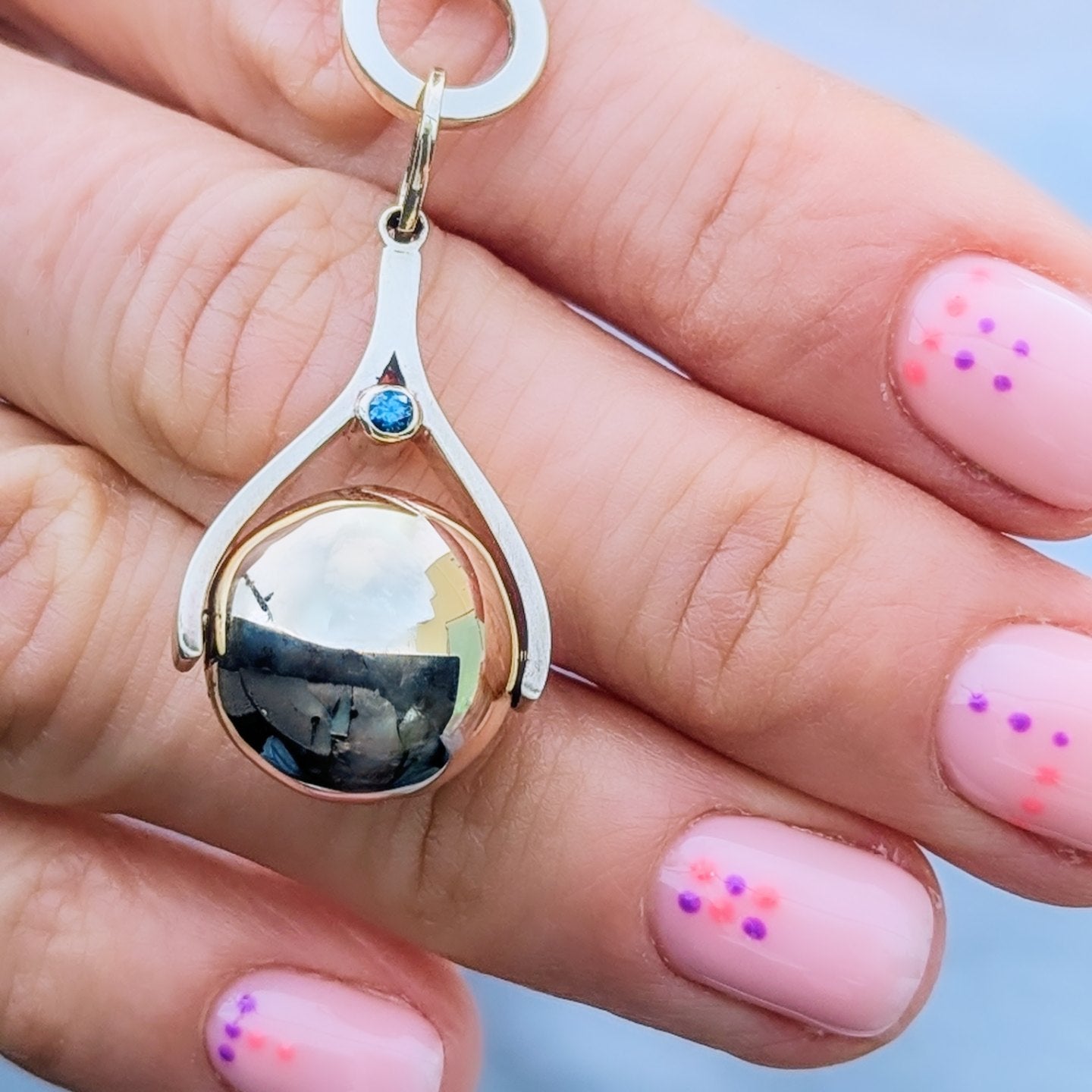 Spherical Spinning Necklace in Solid Gold - Made to Order, Personal or Memorial JewelleryNecklacesBooblinka Jewellery