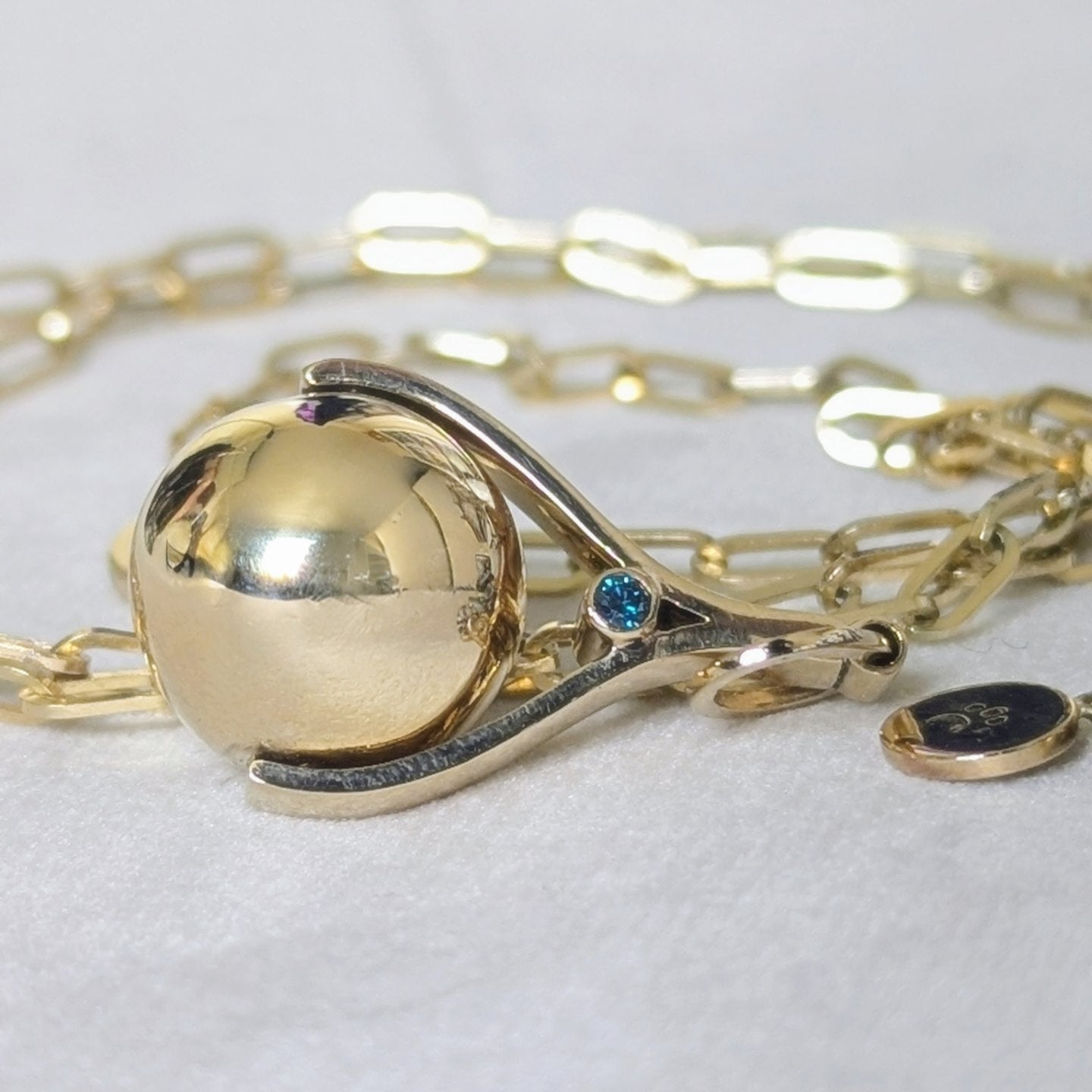 Spherical Spinning Necklace in Solid Gold - Made to Order, Personal or Memorial JewelleryNecklacesBooblinka Jewellery