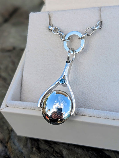Spinning Minstrel Necklace – Sterling Silver & London Blue Topaz with Enhancer – Ocean - Inspired JewelleryNecklacesBooblinka Jewellery