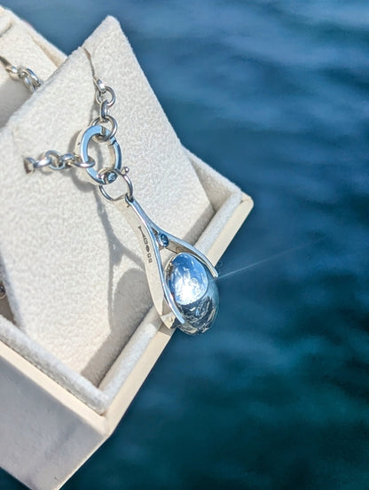 Spinning Minstrel Necklace – Sterling Silver & London Blue Topaz with Enhancer – Ocean - Inspired JewelleryNecklacesBooblinka Jewellery