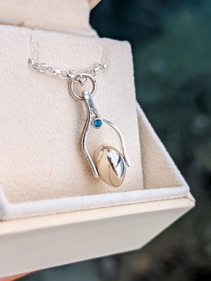 Spinning Moon Pendant in Sterling Silver with Blue Topaz – As Seen on ITV’s Playing NiceNecklacesBooblinka Jewellery
