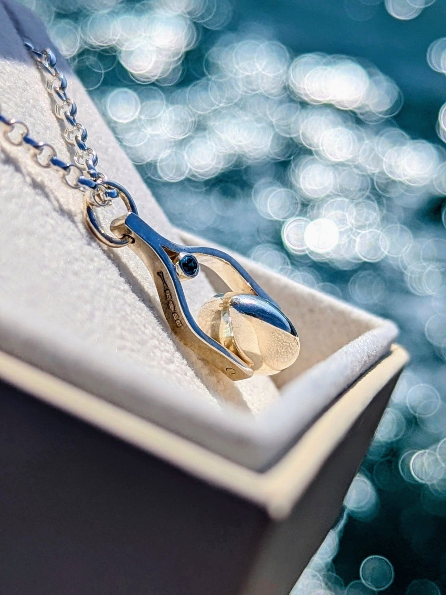 Spinning Moon Necklace – Sterling Silver & Blue Topaz - As Seen on ITV’s Playing NiceNecklacesBooblinka Jewellery