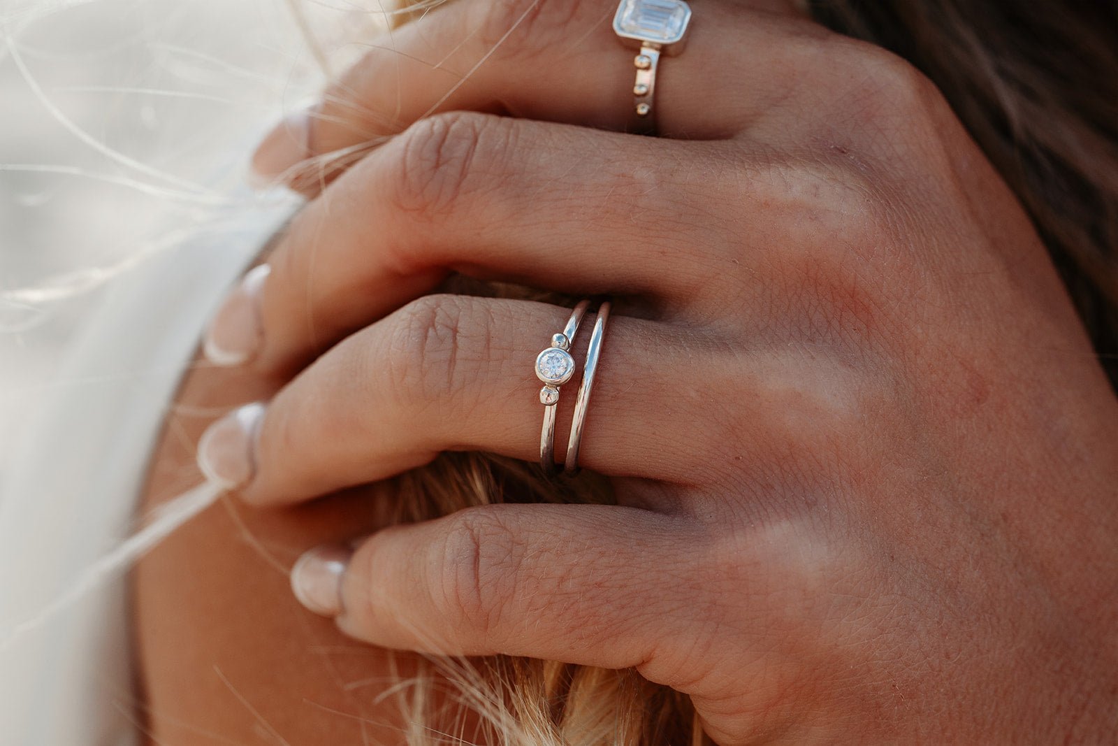 Sterling Silver Moissanite Ring Set – Last Pair Available – DEI CollectionRingsBooblinka Jewellery