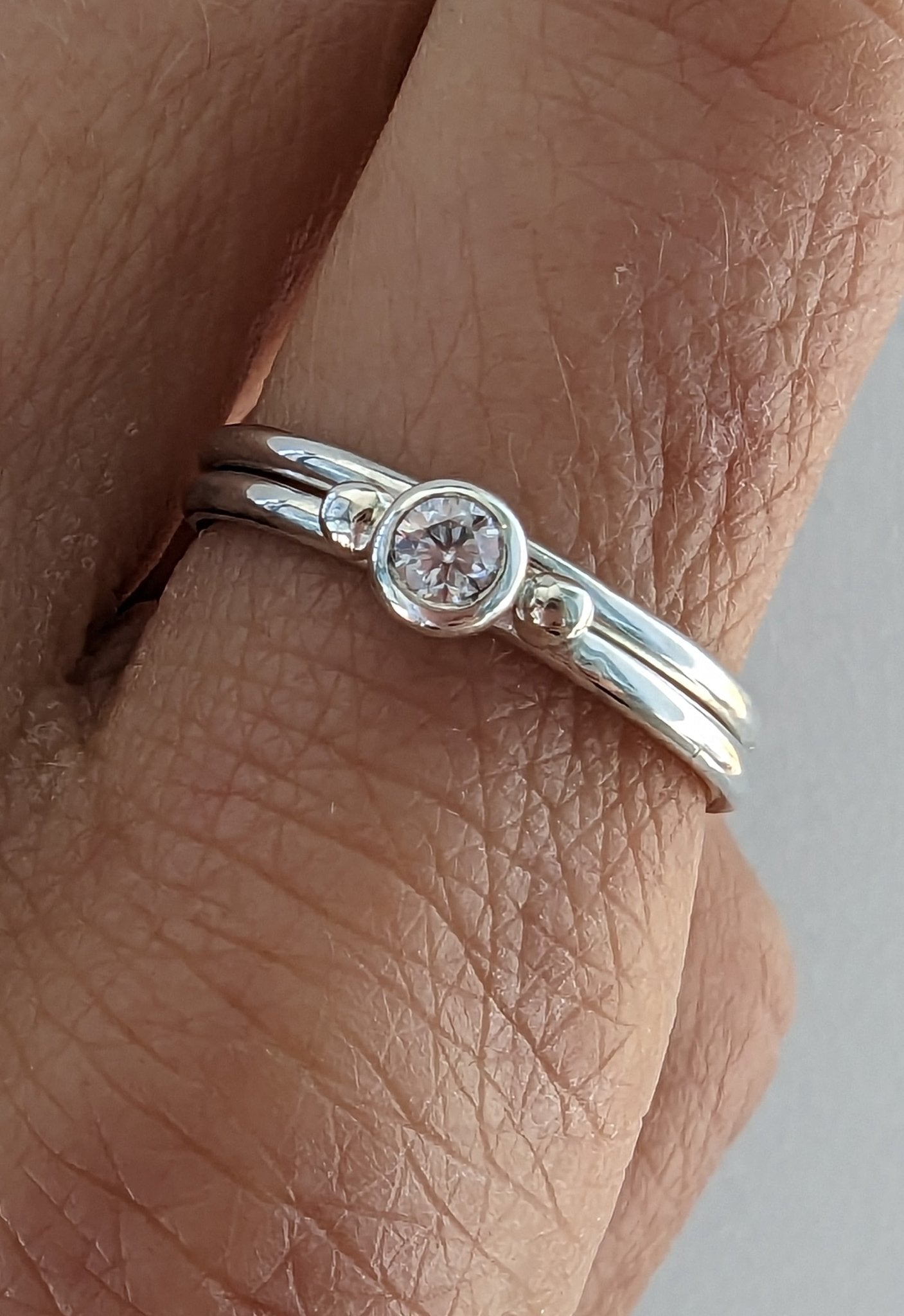 Sterling Silver Moissanite Ring Set – Last Pair Available – DEI CollectionRingsBooblinka Jewellery