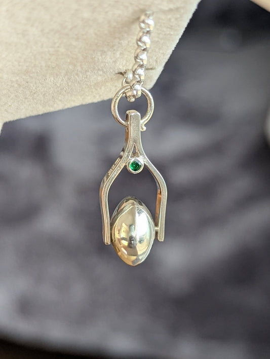 Sterling Silver Spinning Necklace with Green TsavoriteNecklacesBooblinka Jewellery