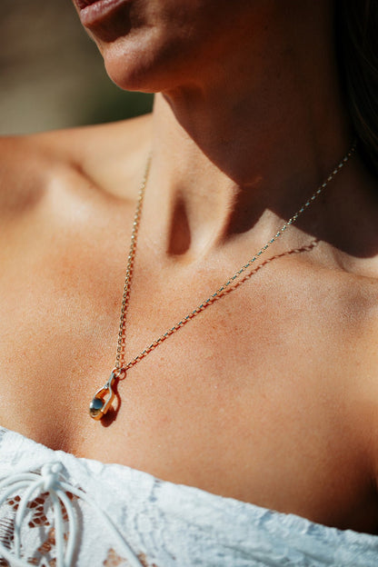 Sterling Silver Spinning Necklace with London Blue Topaz – Ready to ShipSpinning NecklacesBooblinka Jewellery