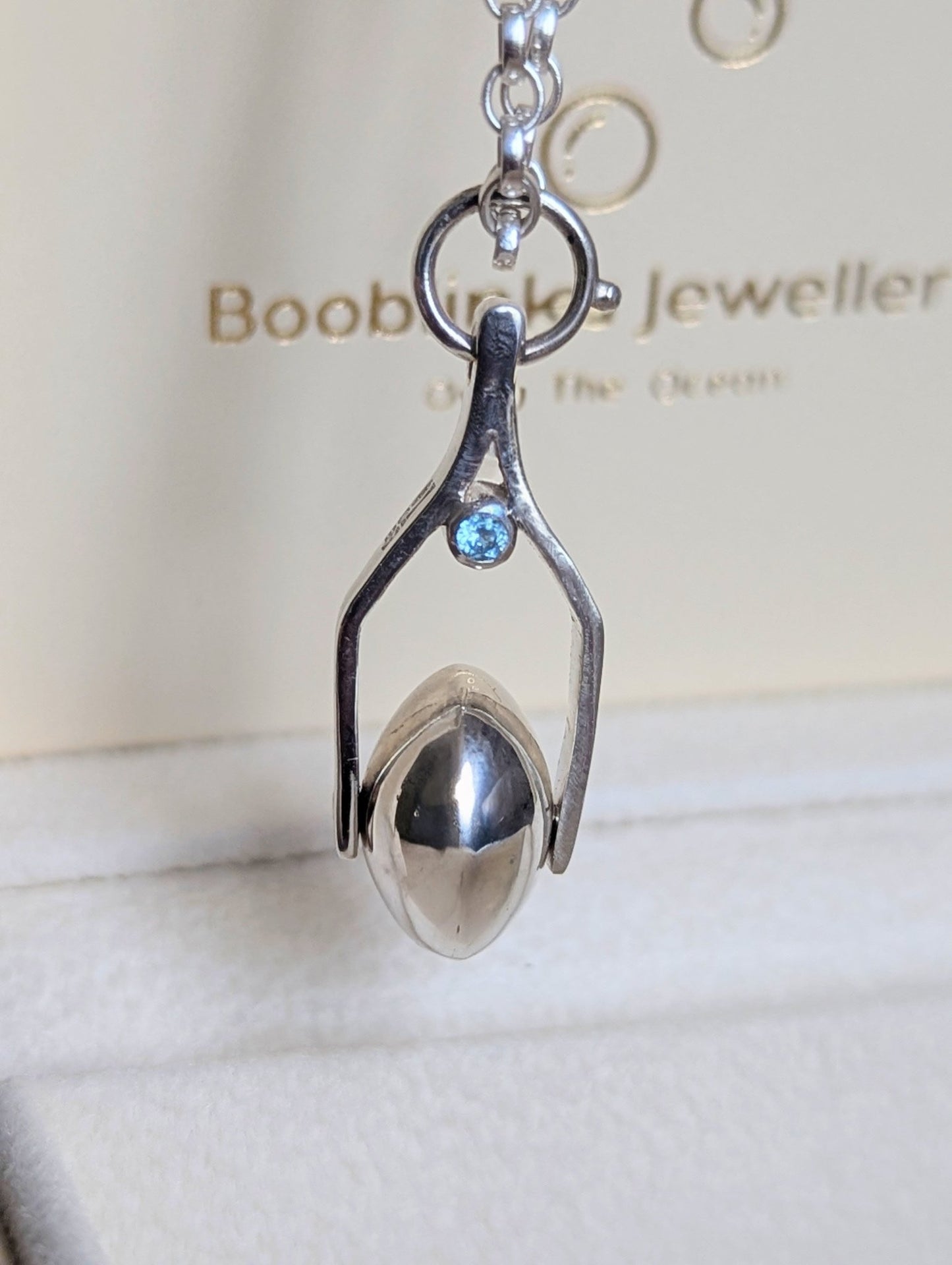Sterling Silver Spinning Necklace with Swiss Blue TopazNecklacesBooblinka Jewellery