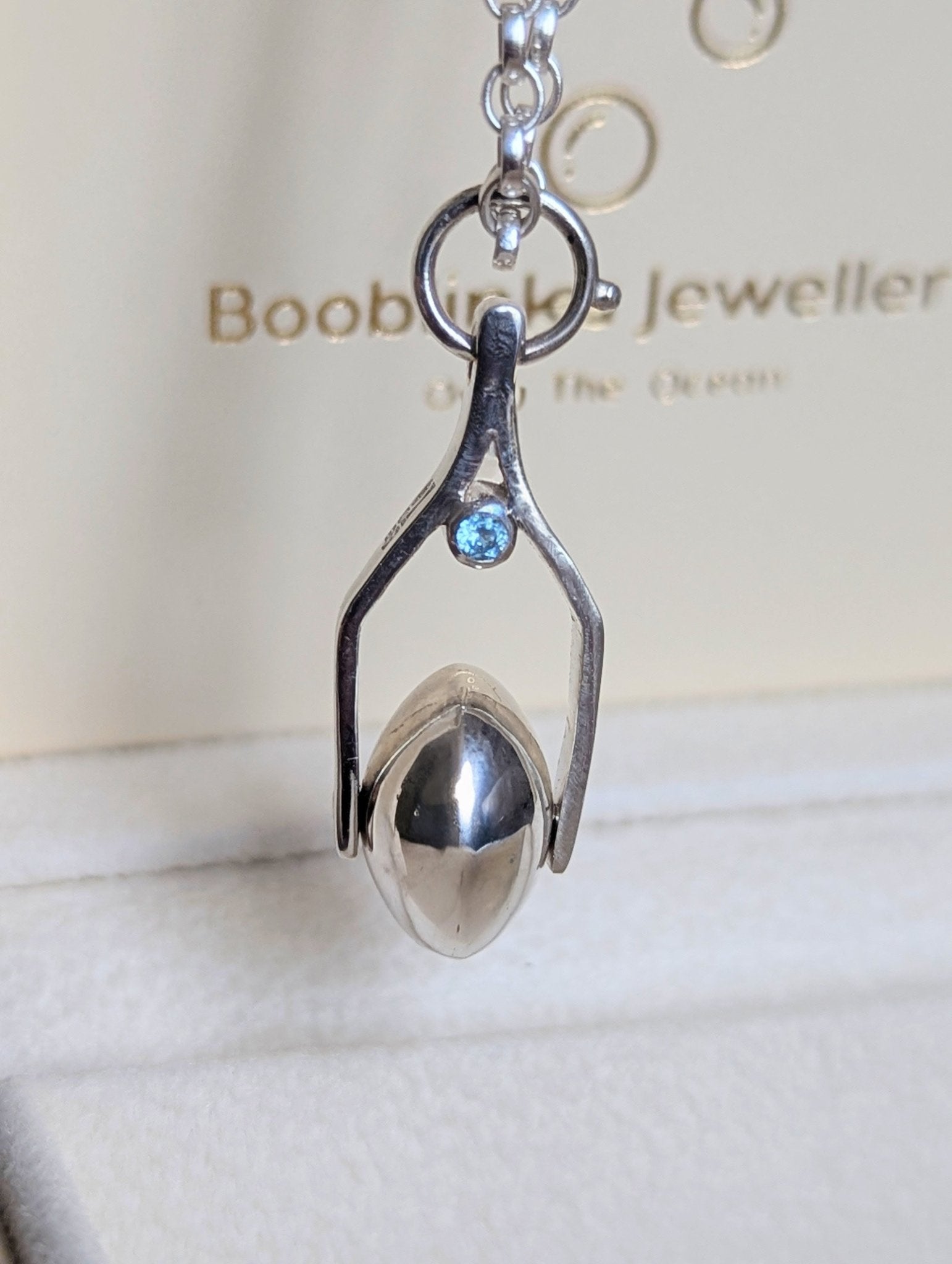 Sterling Silver Spinning Necklace with Swiss Blue TopazNecklacesBooblinka Jewellery