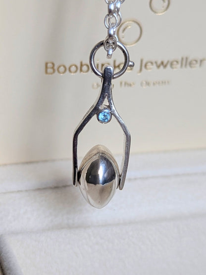 Sterling Silver Spinning Necklace with Swiss Blue TopazNecklacesBooblinka Jewellery
