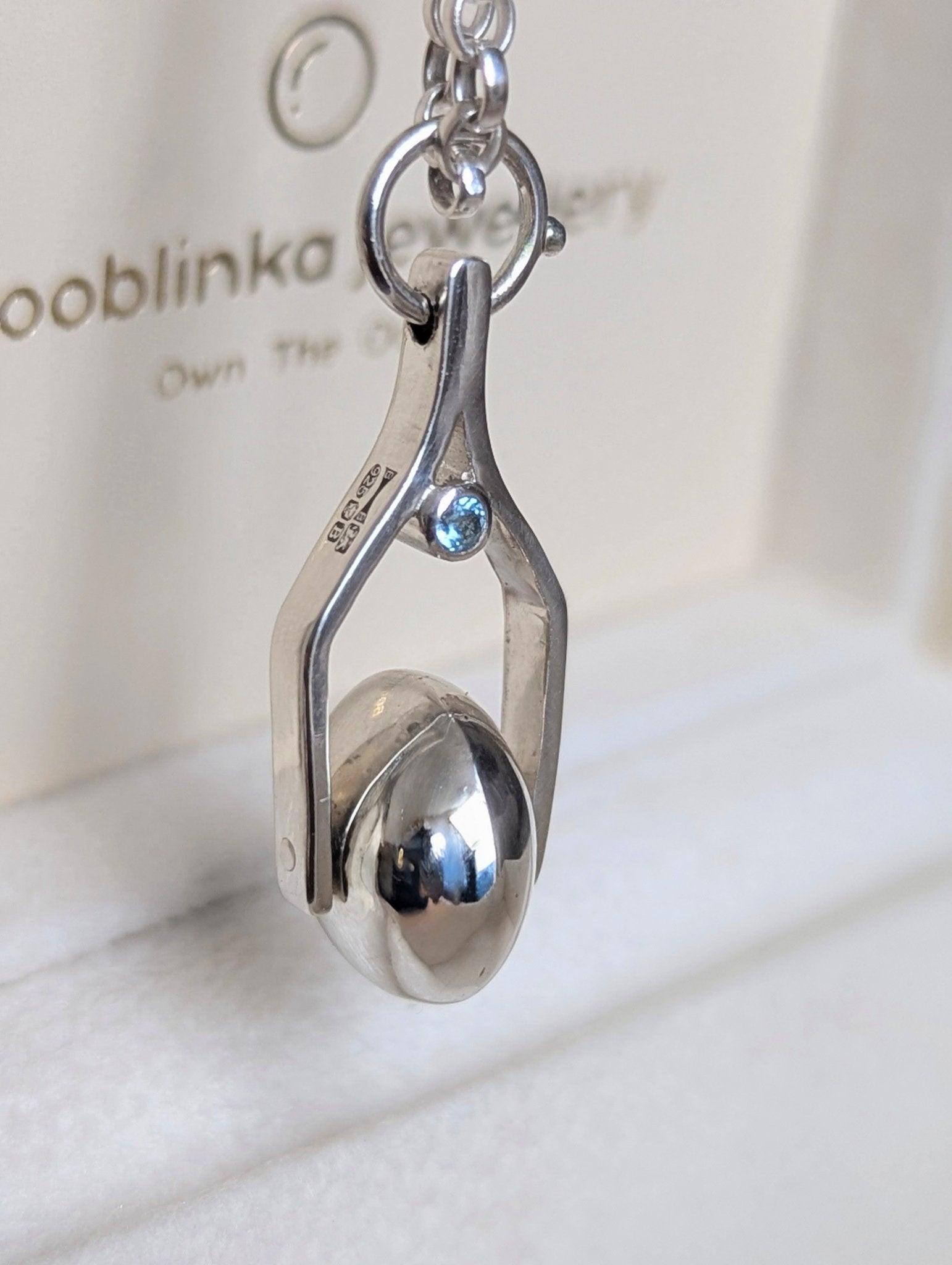 Sterling Silver Spinning Necklace with Swiss Blue TopazNecklacesBooblinka Jewellery