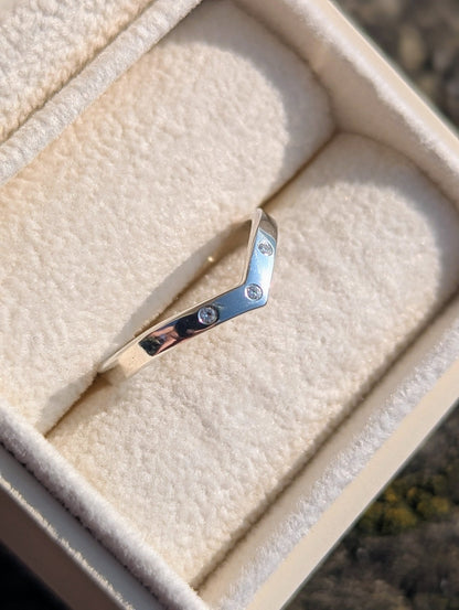 Sterling Silver Wishbone Ring with MoissaniteRingsBooblinka Jewellery