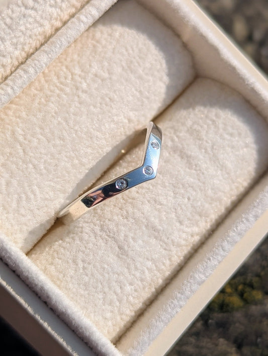 Sterling Silver Wishbone Ring with MoissaniteRingsBooblinka Jewellery