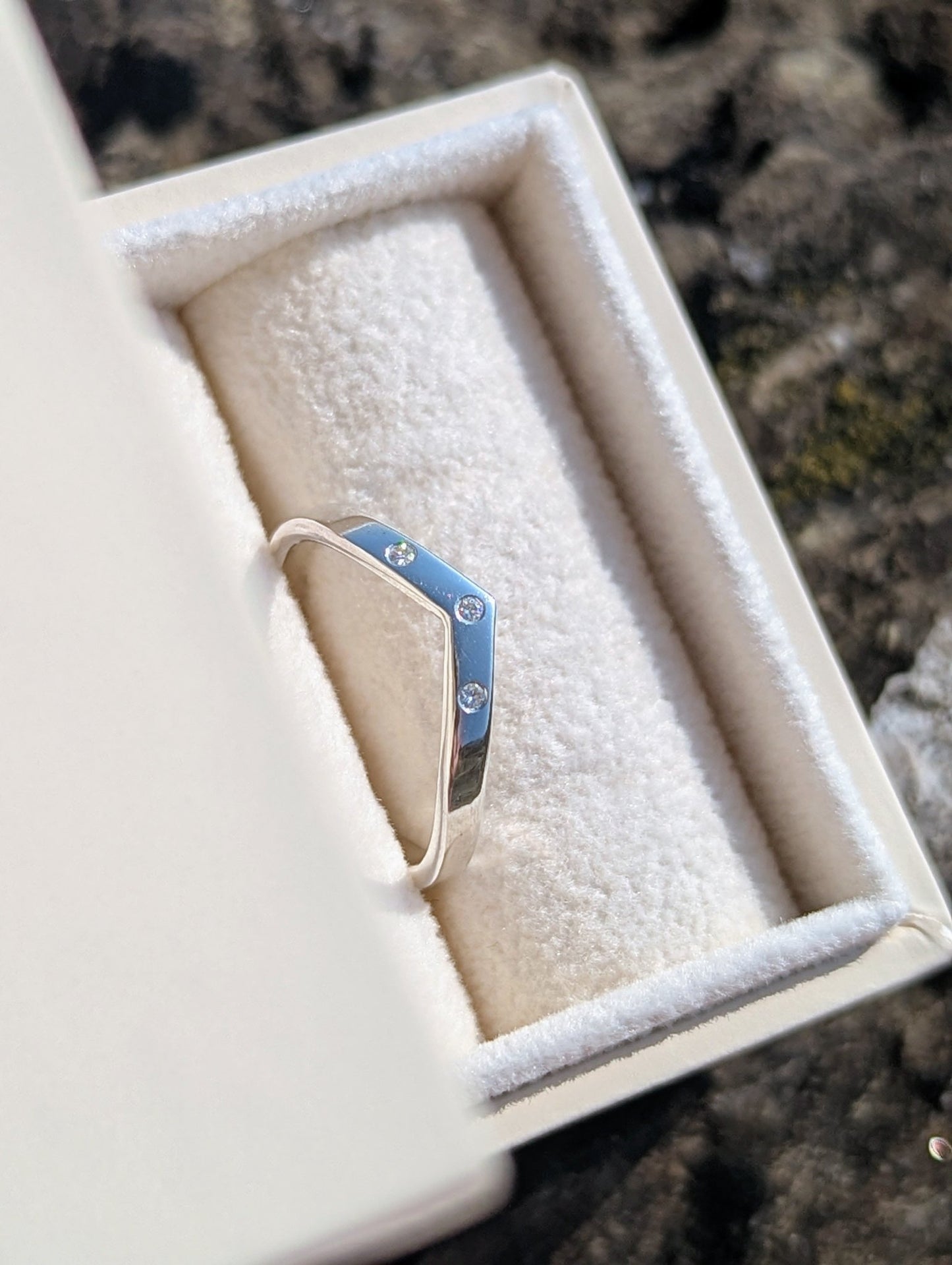 Sterling Silver Wishbone Ring with MoissaniteRingsBooblinka Jewellery