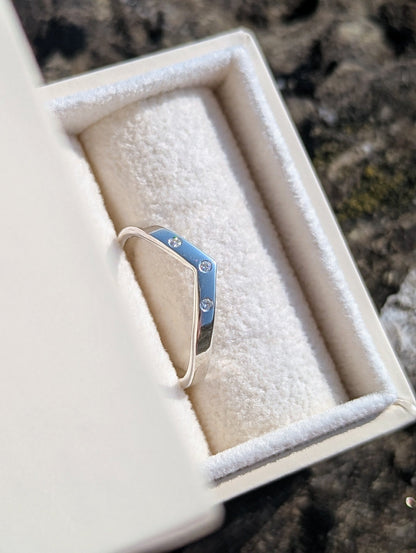 Sterling Silver Wishbone Ring with MoissaniteRingsBooblinka Jewellery