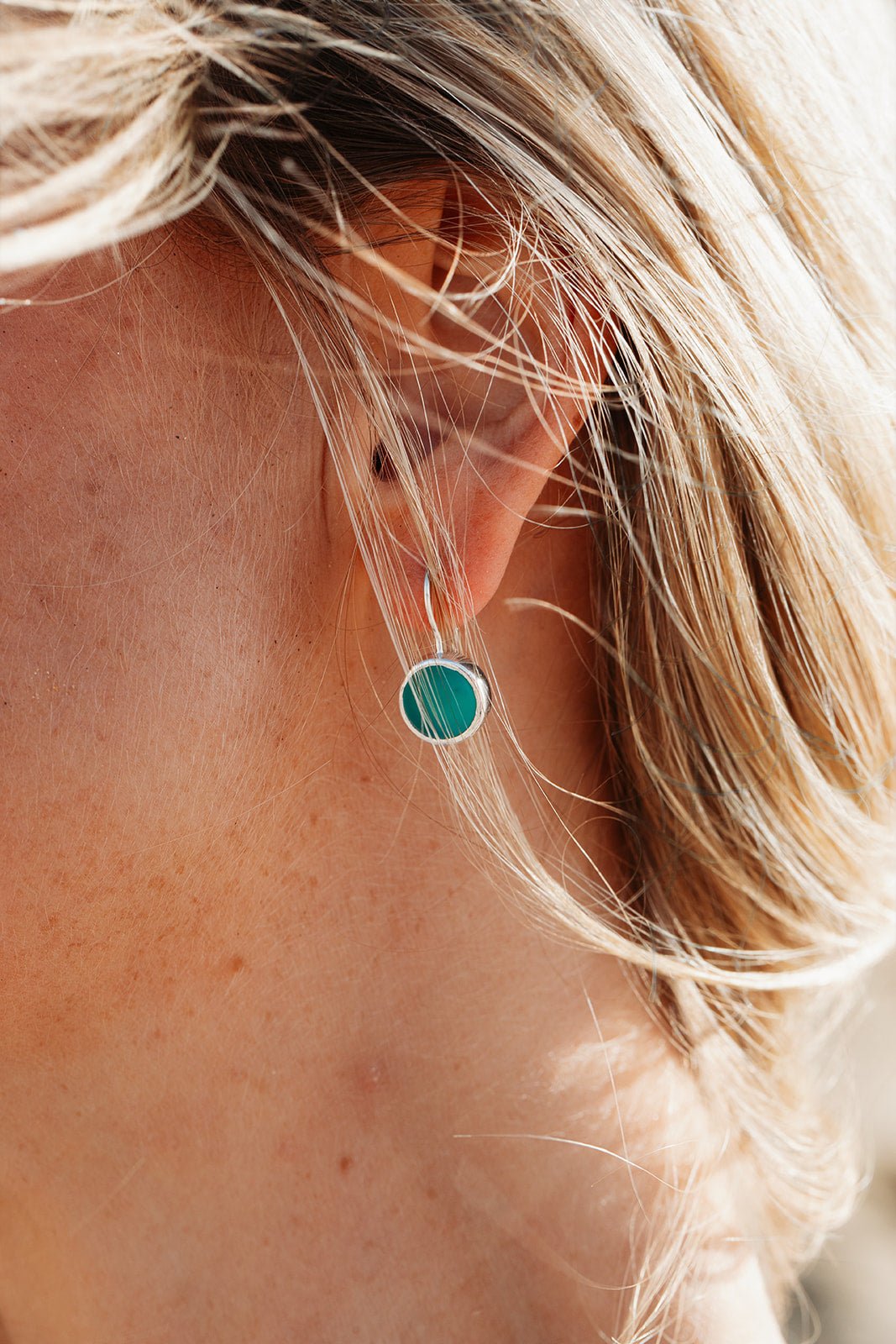 Teal Sea Glass Drop Earrings in Sterling SilverEarringsBooblinka Jewellery