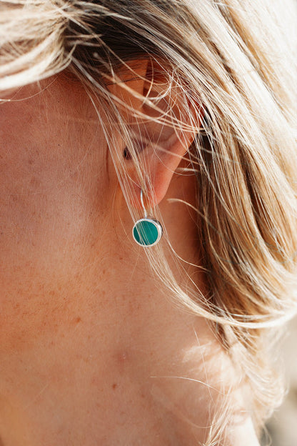 Teal Sea Glass Drop Earrings in Sterling SilverEarringsBooblinka Jewellery