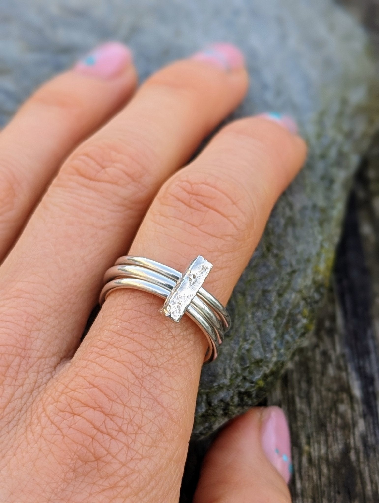 Three Band Contemporary Silver Spinner RingRingsBooblinka Jewellery