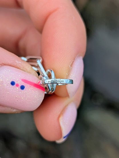 Two - Tone Blue Sea Glass Necklace with Removable Charm and Paperclip Chain in Sterling SilverNecklacesBooblinka Jewellery