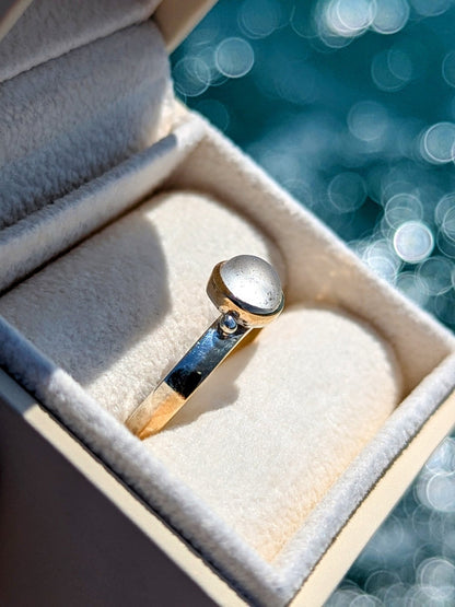 White Sea Glass Ring in Gold and Silver – Handmade in CornwallRingsBooblinka Jewellery