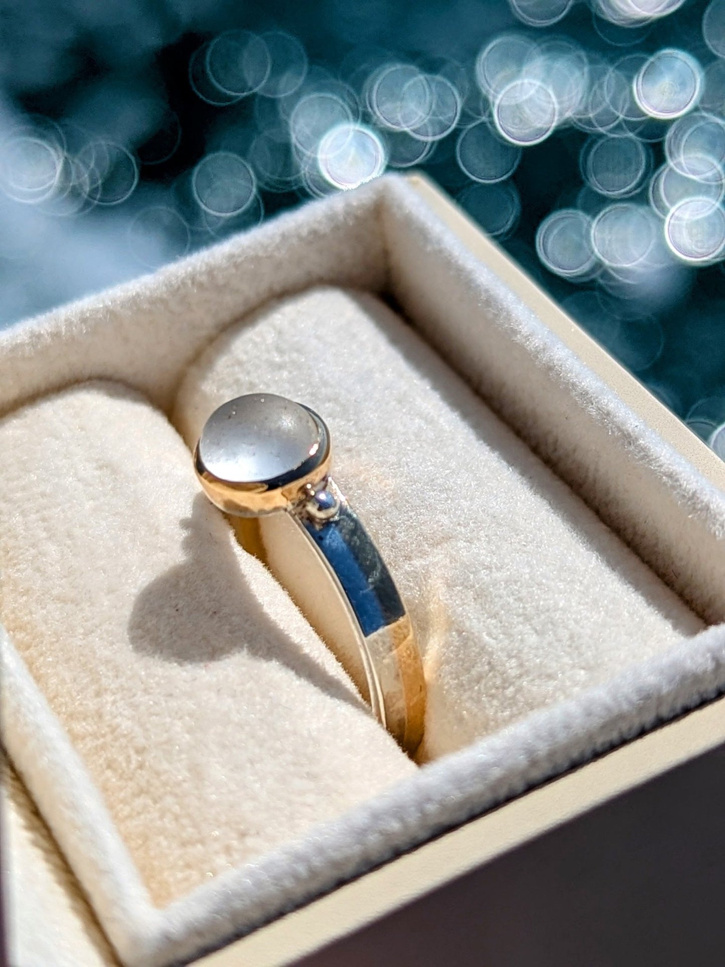 White Sea Glass Ring in Gold and Silver – Handmade in CornwallRingsBooblinka Jewellery