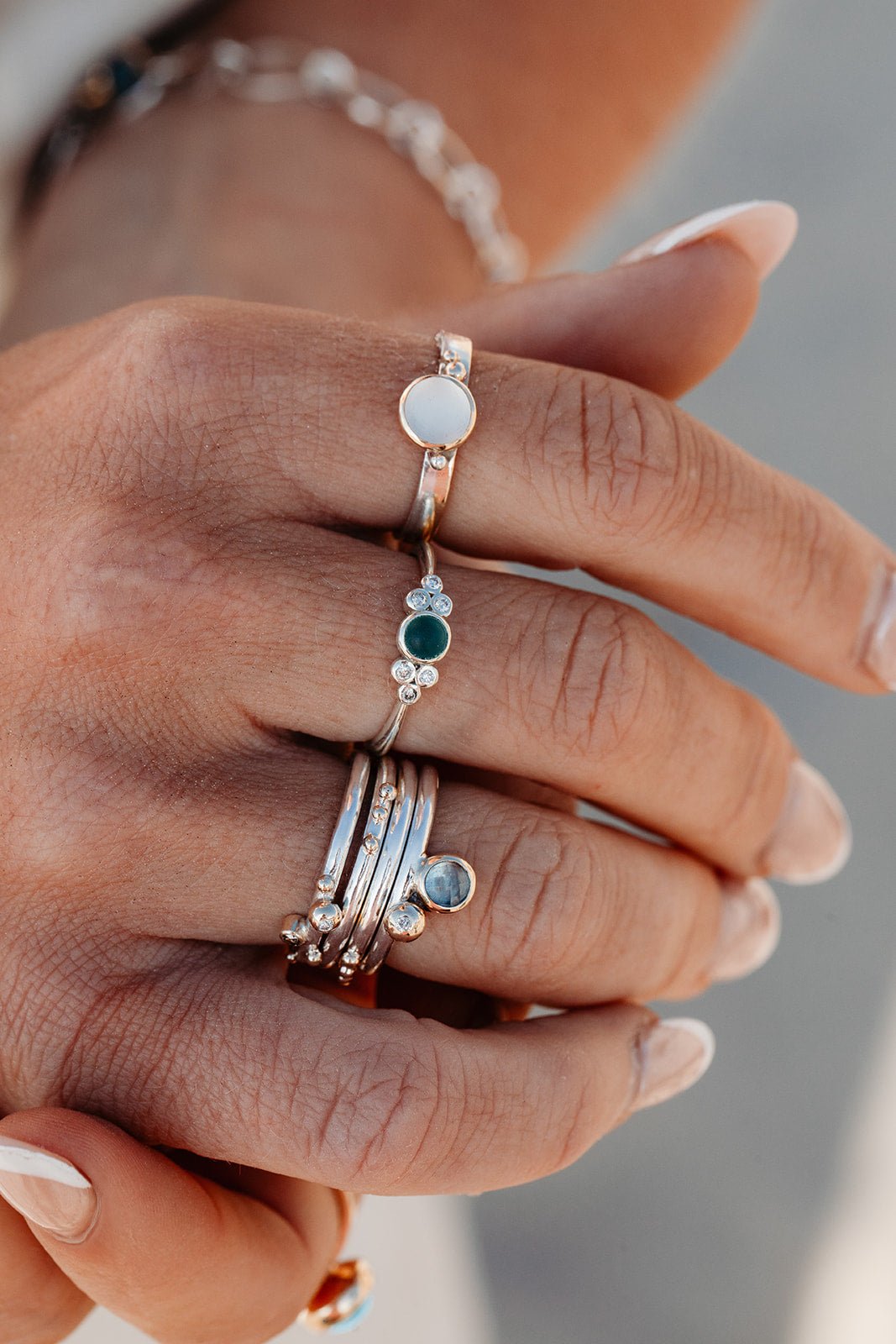White Sea Glass Ring in Gold and Silver – Handmade in CornwallRingsBooblinka Jewellery