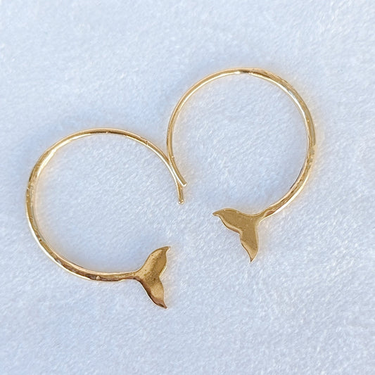 9 Carat Gold Mermaid Tail Hoop Earrings by Booblinka Jewellery 