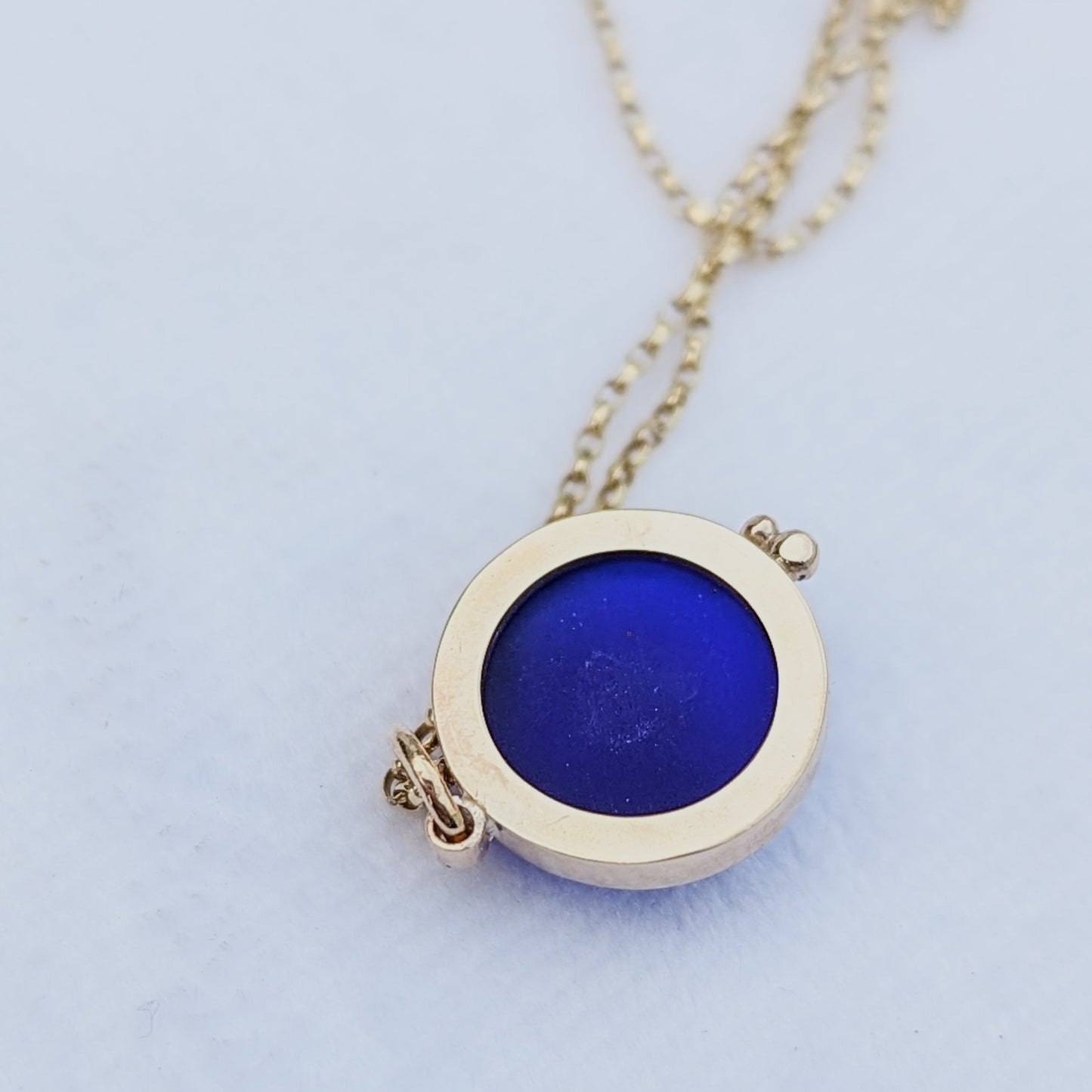 Gold cobalt blue sea glass necklace Allure Collection