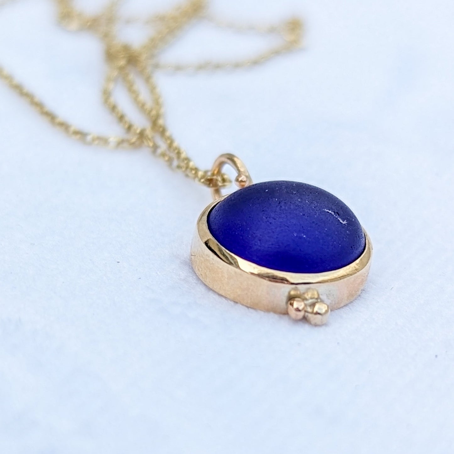 Gold cobalt blue sea glass necklace Allure Collection Ocean Jewellery Gift