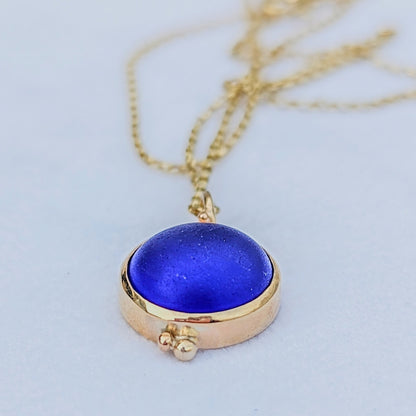 Gold cobalt blue sea glass necklace Allure Collection Ocean Jewellery Gift