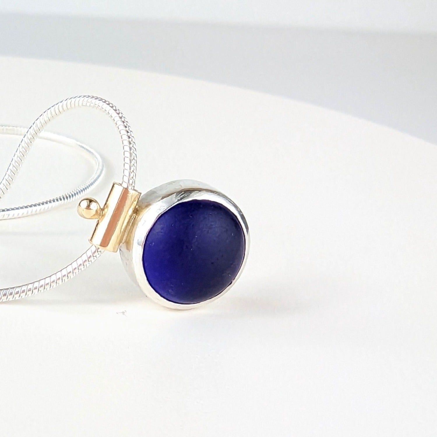 Deep cobalt blue sea glass necklace ALLURE collection - Booblinka Jewellery