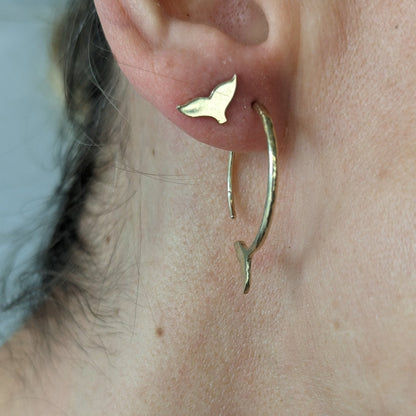 9 Carat Yellow Gold Mermaid Tail Stud Earrings - Mermaid Collection - Booblinka Jewellery