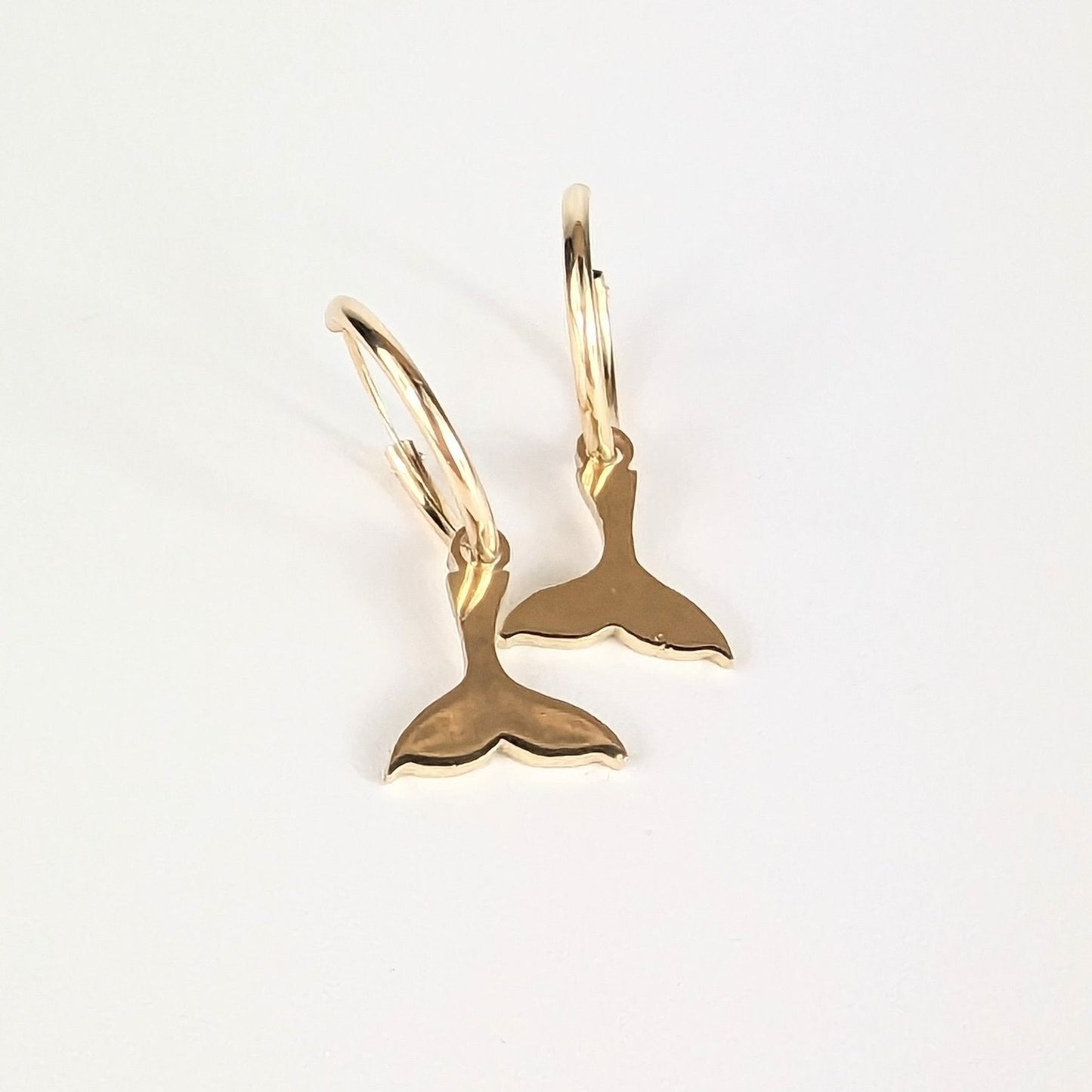 Gold Mermaid Charm Hoop Earrings - Booblinka Jewellery
