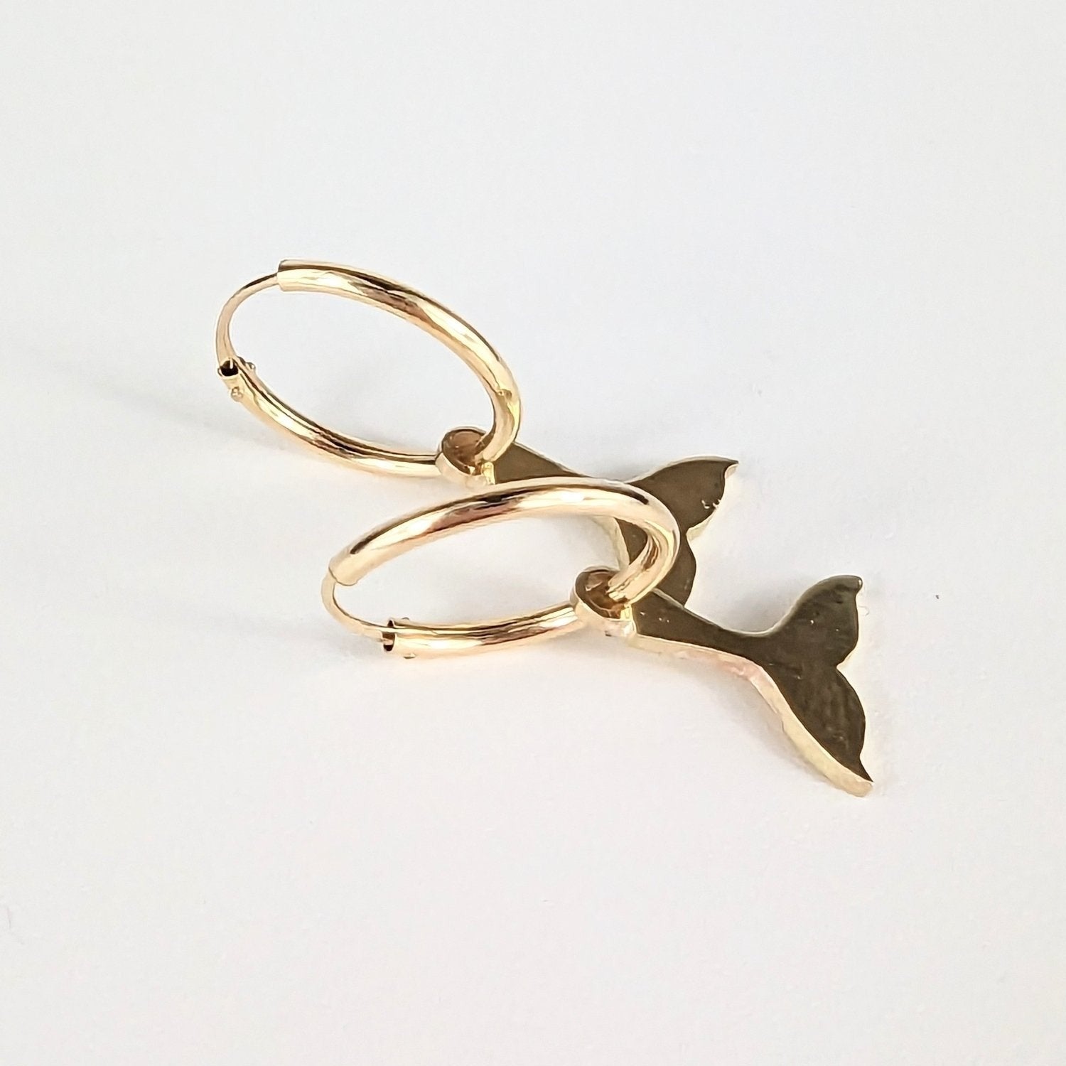Gold Mermaid Charm Hoop Earrings - Booblinka Jewellery