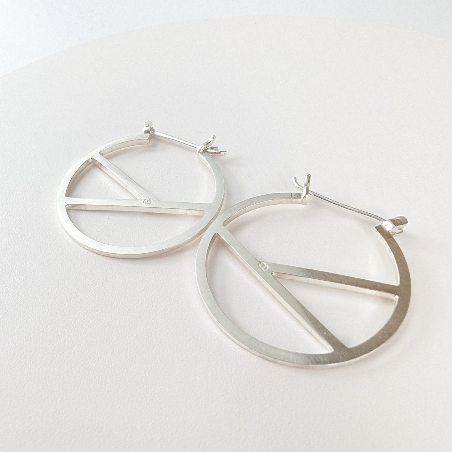 Geometric silver hoop earrings - Booblinka Jewellery