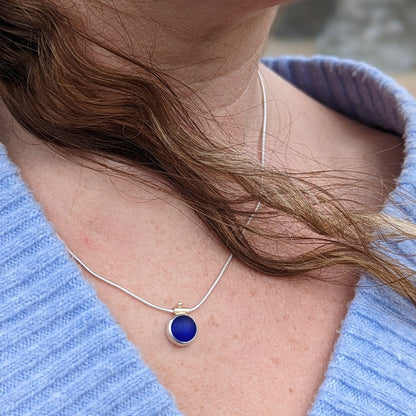 Deep cobalt blue sea glass necklace ALLURE collection - Booblinka Jewellery