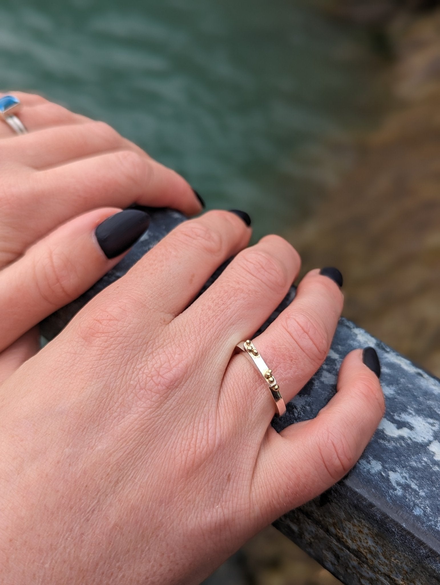 Bubbles of Elegance: 14 carat Gold Bubble Contemporary Silver RingRingsBooblinka Jewellery