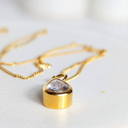 Sparkling Teardrop White CZ Necklace - Handmade, 18 Carat Gold Plated - Booblinka Jewellery